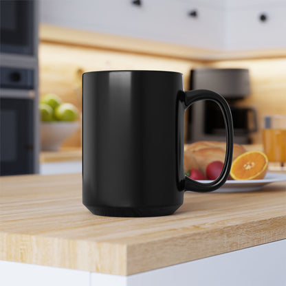 Black mug on a kitchen counter